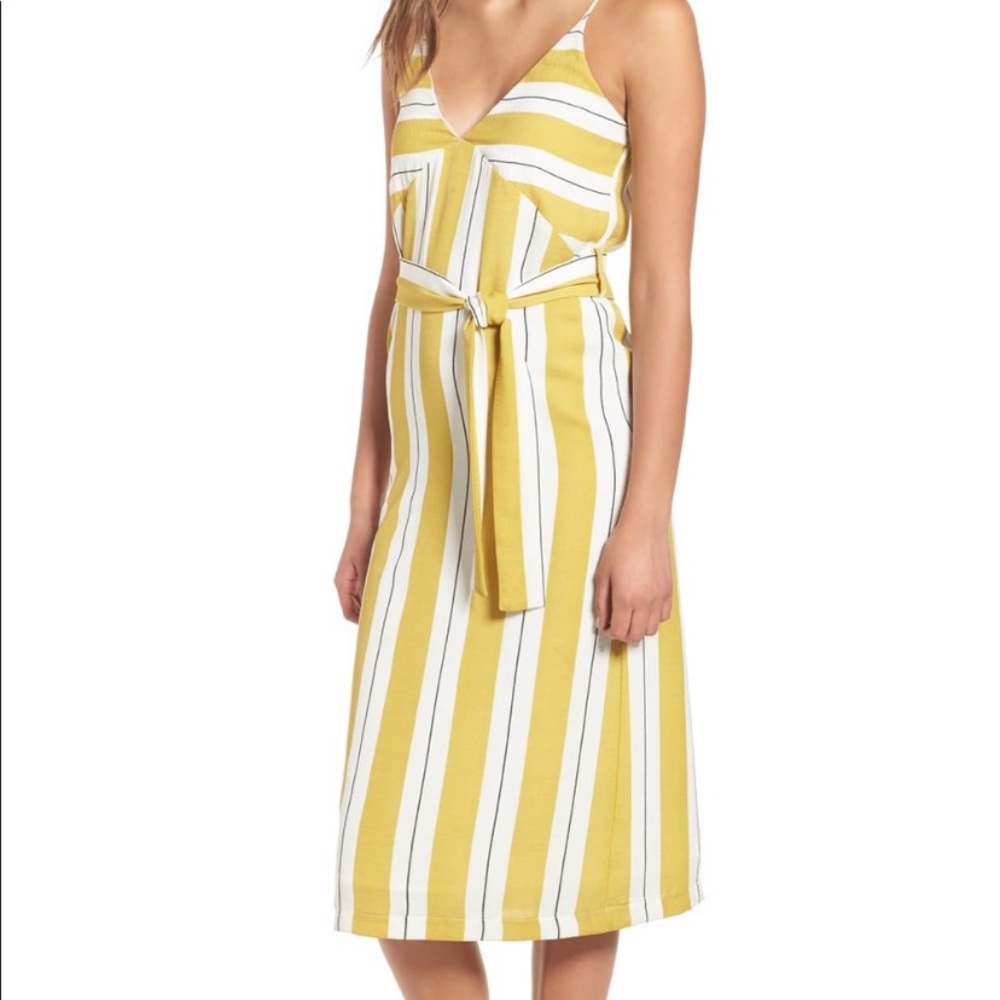 Nordstrom yellow stripped midi dress. Like new.